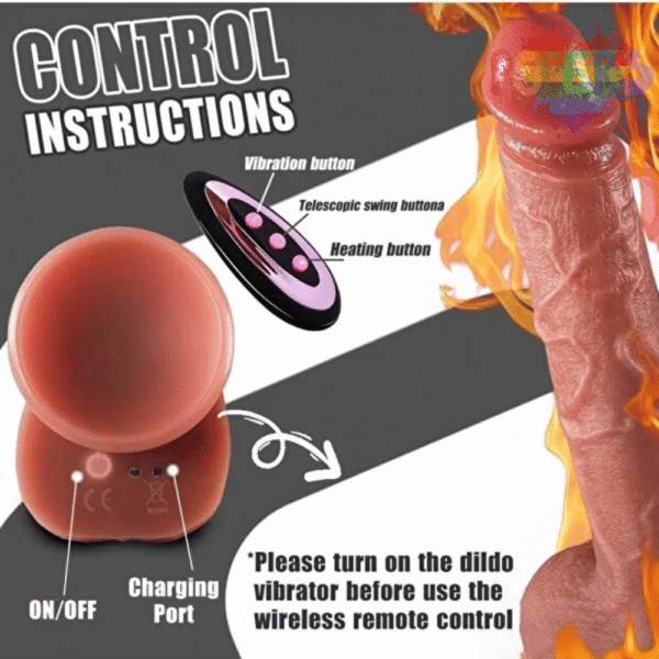 Uzaktan Kumandalı Titreşimli Isıtmalı İleri Geri Hareketli Melez Penis Vibratör 23 Cm